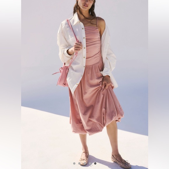 FREE PEOPLE BEACH LIZA DROP WAIST MIDI DRESS SIZE S MSRP $78.00 NWT - Picture 5 of 8